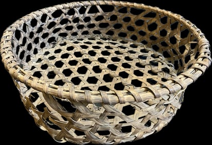 19th Century Primitive 23" Large Woven Cheese Basket