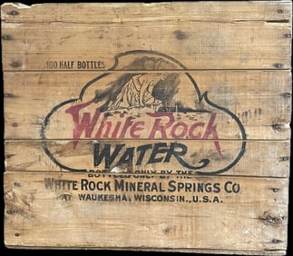 White Rock Water Mineral Springs Co Waukesha Wisconsin USA Wooden Shipping Crate