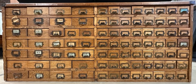 Antique 87 Drawer Bolt Bin Apothecary Cabinet w/ Galvanized Drawers
