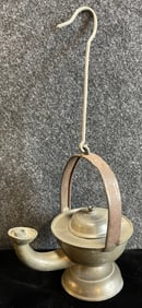 Antique 19th Century Pewter Whale Oil Hanging Candlestick
