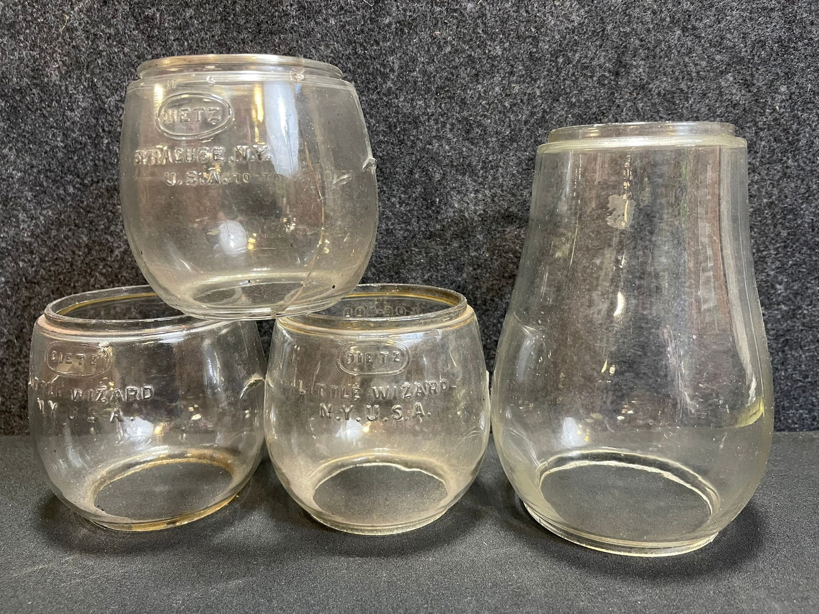 Lot 8 Original Clear & Ruby Red Glass Dietz Little Wizard & Fitzall Lantern Globes (1 of 8)