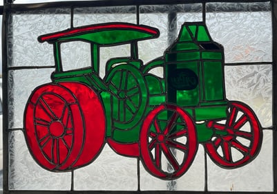 Rumely Oil Pull Tractor Laporte Indiana Advertising Stained Glass Window