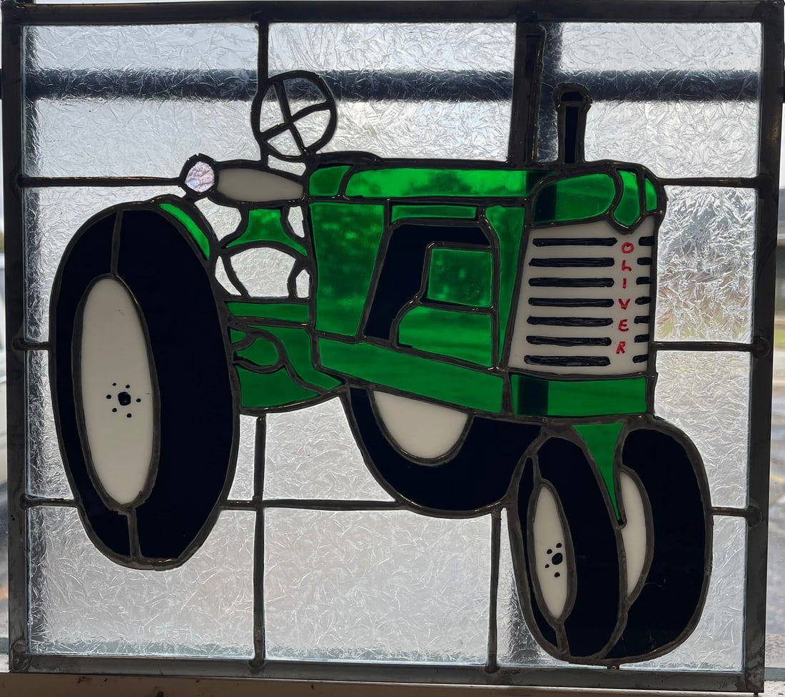 Oliver Tractor Artisan Hand Made Advertising Stained Glass Window (1 of 3)