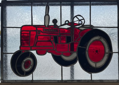 McCormick Farmall Artisan Made Advertising Stained Glass Window
