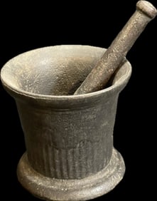 Late 19th Century Cast Iron Mortar & Pestle