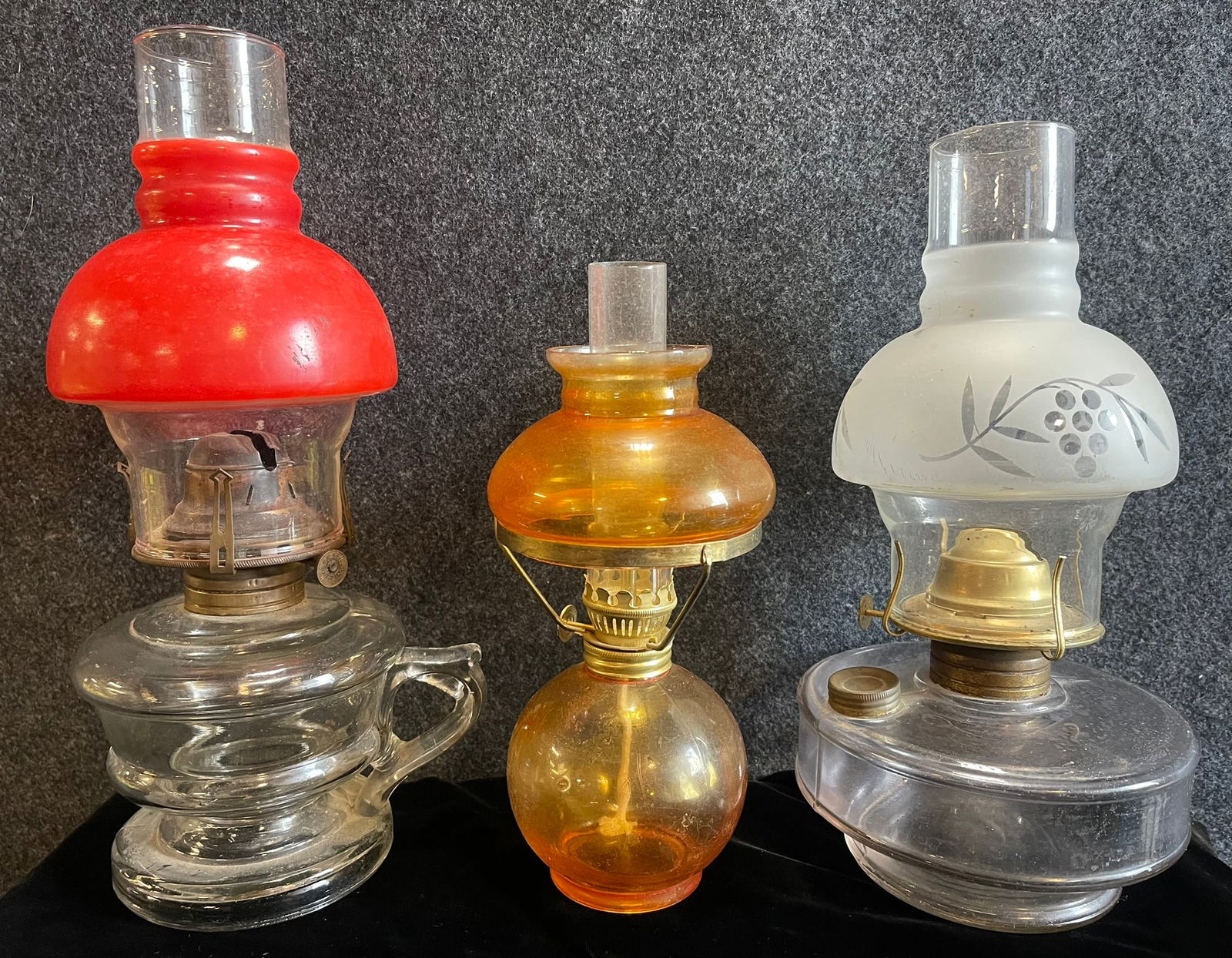 Lot 3 Antique Small Oil Lamps - Scovill Mfg, P & A Dorset Division (1 of 7)