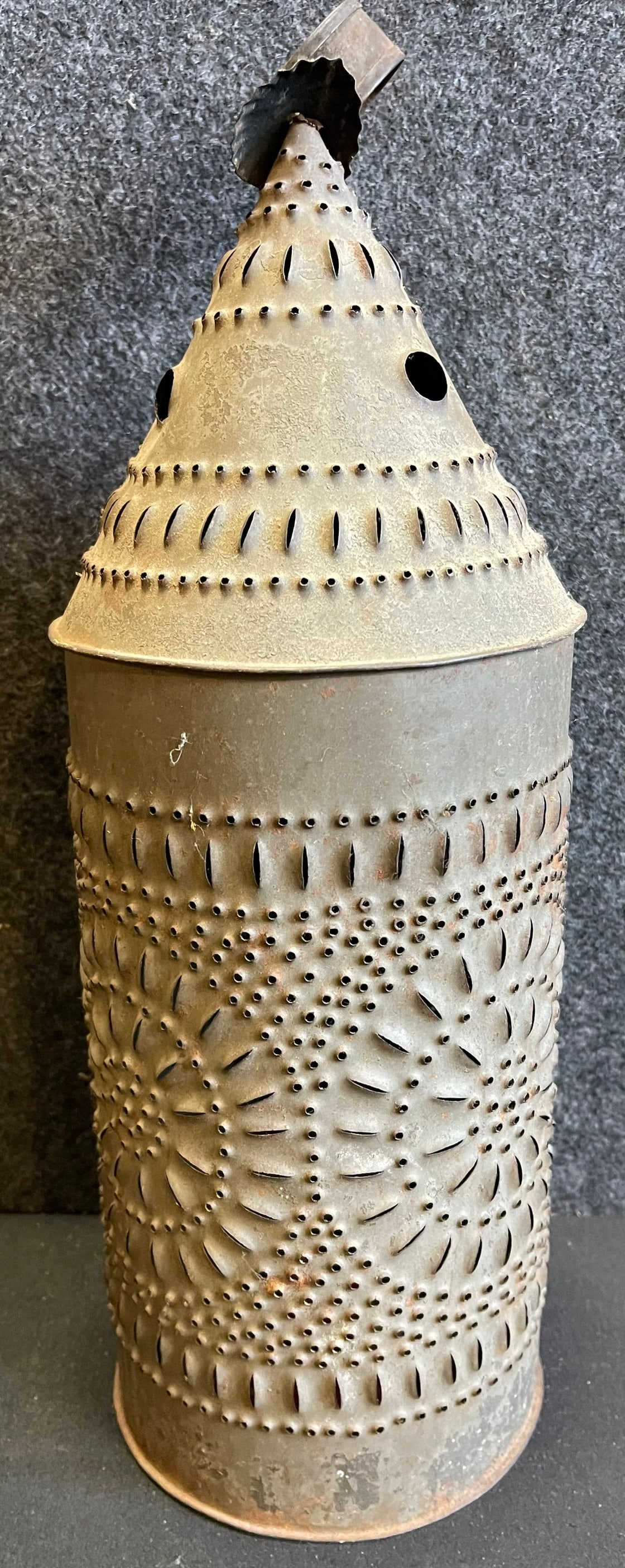 19th Century Ornate Punched Tin Lantern (1 of 9)