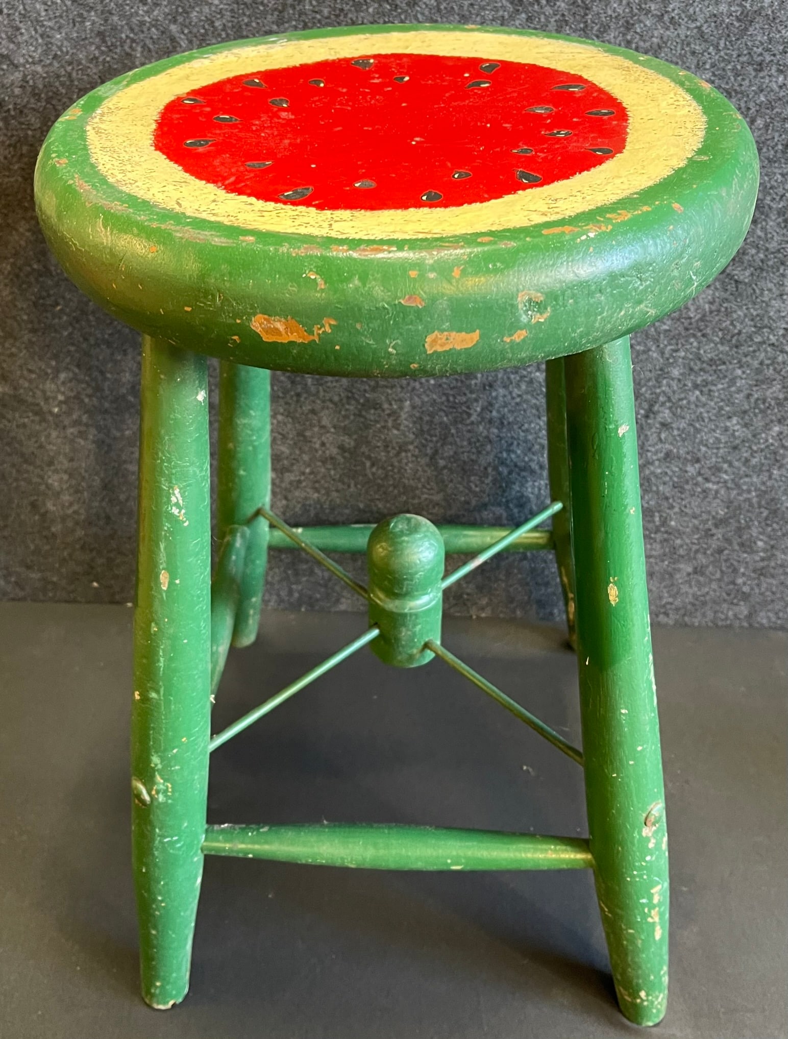 Hand Painted Folk Art Watermelon Milking Stool (1 of 6)