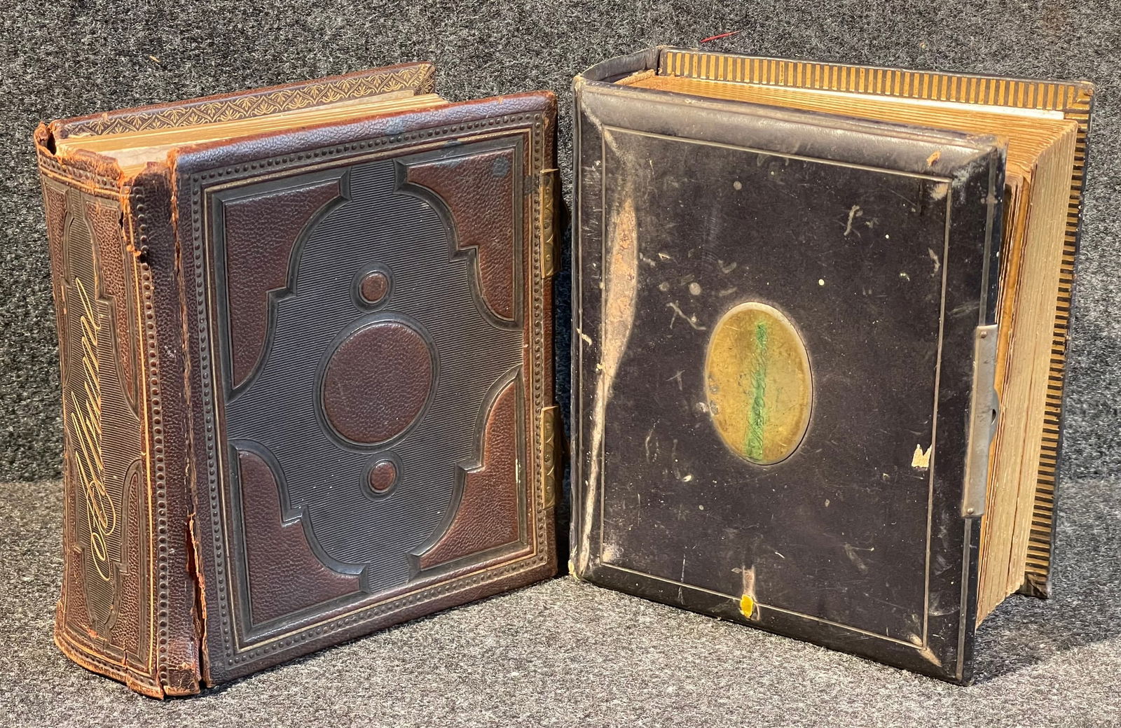Pair 1870s-80s Tintype & CDV Leather Bound Photo Albums (1 of 15)