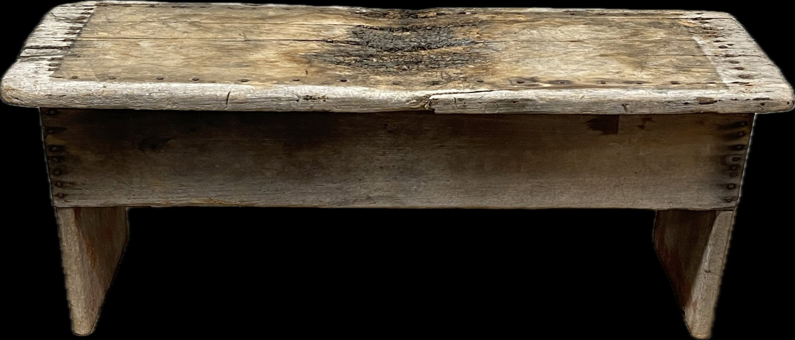Incredible Primitive Pumpkin & White Painted 1 Board Wooden Bench: 42.5" x 14" x 17" tall - if this bench could talk, the stories it would tell. So much character and weare!