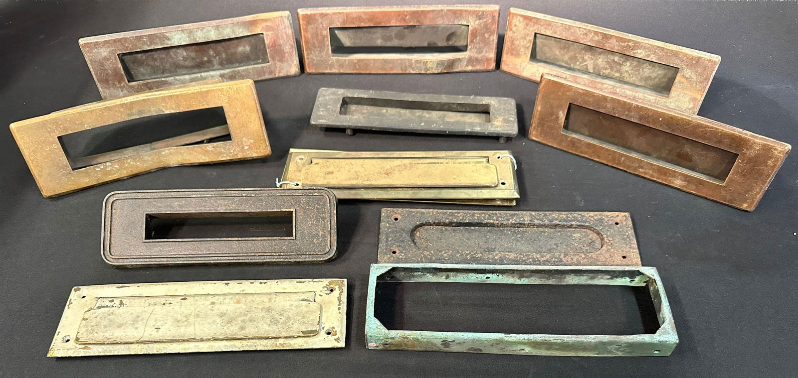Antique Brass Metal Mail Slot Door Holders (1 of 3)