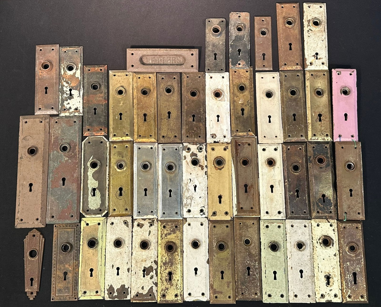 Huge Lot 46 Antique Door Plate & 1 Embossed Mail Slot (1 of 3)