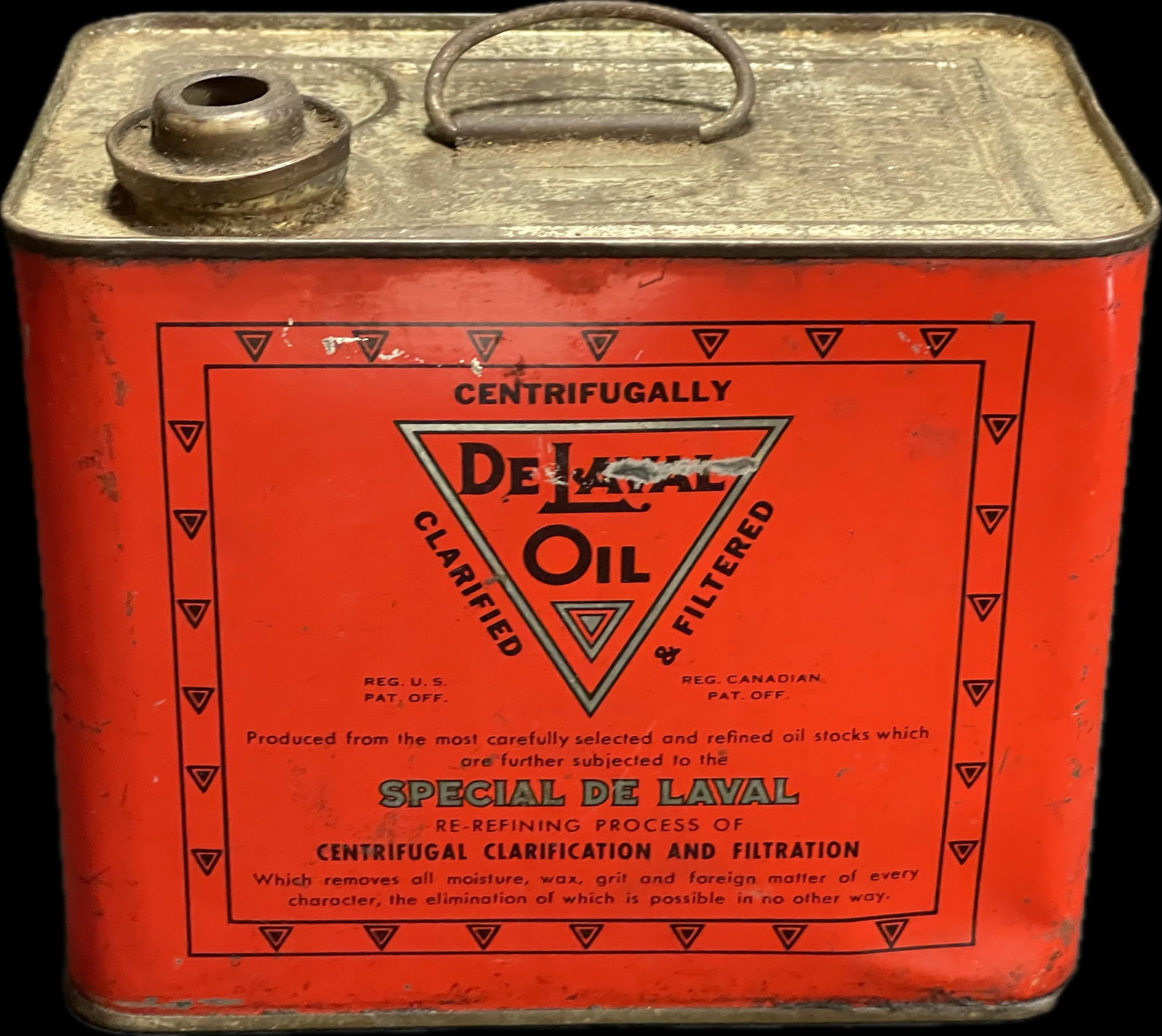DeLaval Oil Hand Separator Oil Tin Can: 6.75" x 4" x 5"