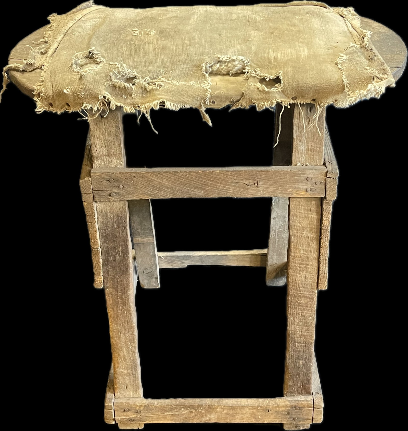 19th Century Antique Makedo Machinst Farm Stool: 26" x 20" x 30"