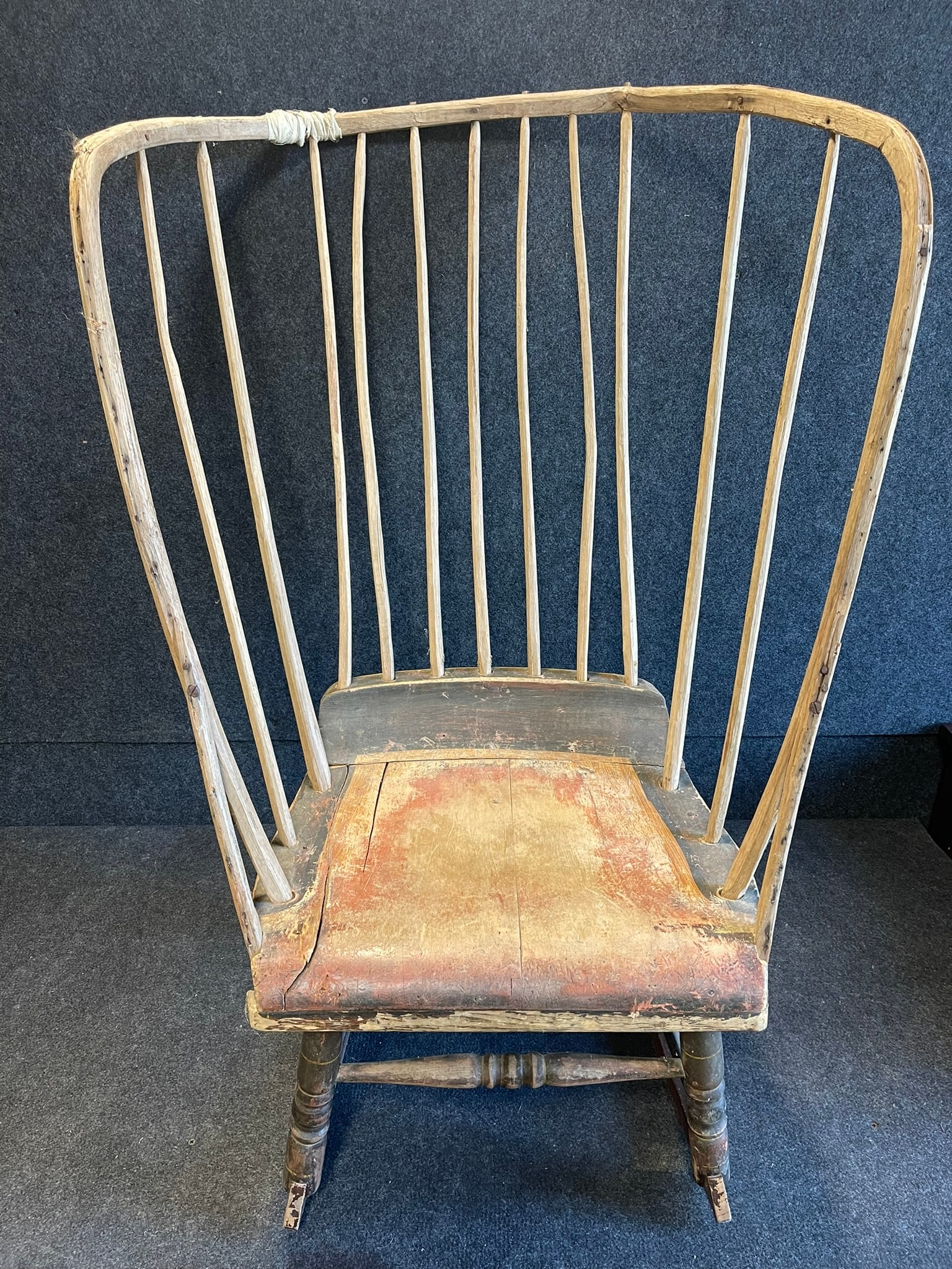 Mid 19th Century Incredible Windsor Style Rocking Chair w/ Make Do Repairs (1 of 14)