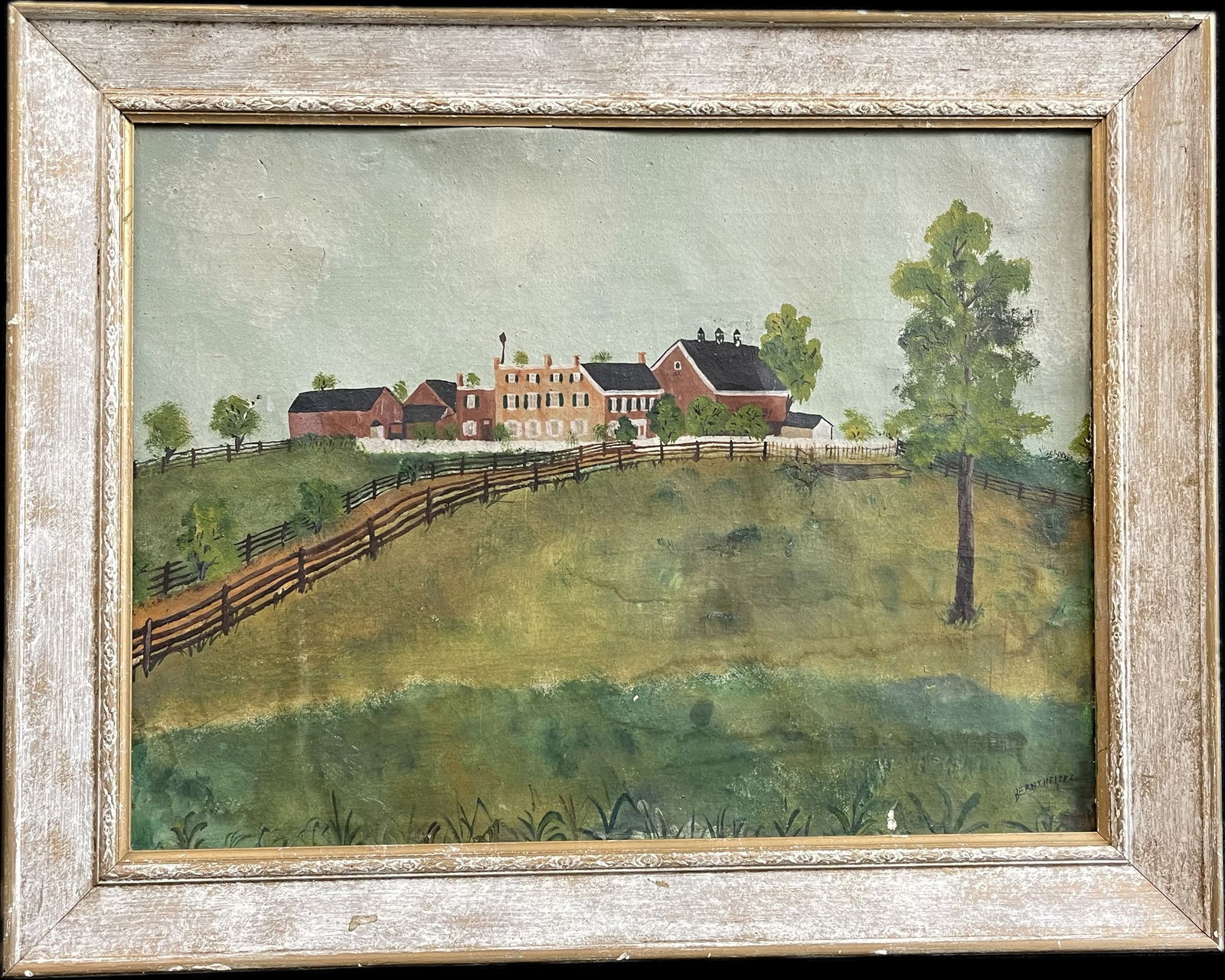 Early 19th Century Lancaster Pa Farm Scene Watercolor Signed by Berntheisel (1 of 14)