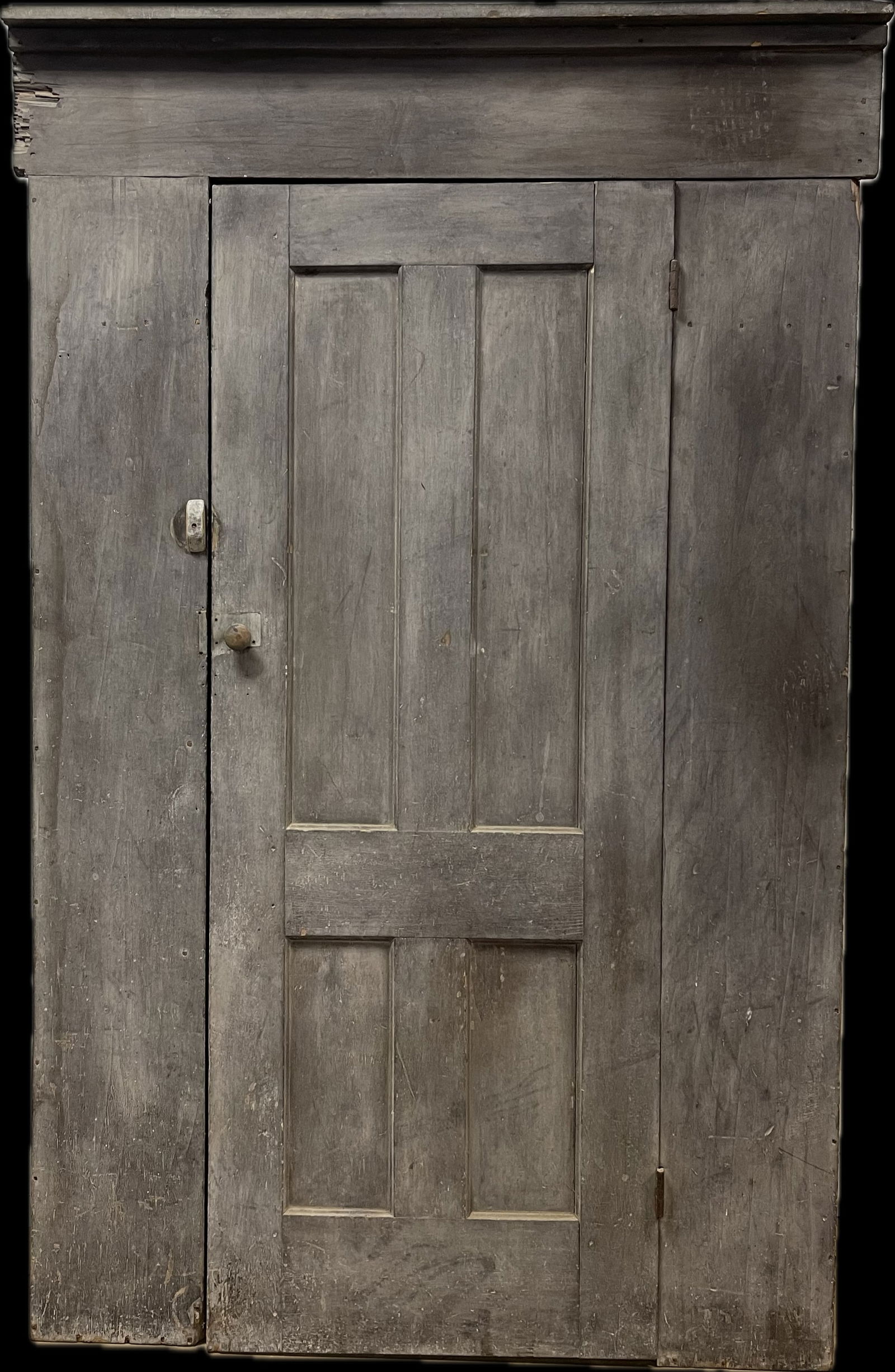 Massive 19th Century  88" Tall Single Door Pantry Cupboard w/ Dark Paint (1 of 12)