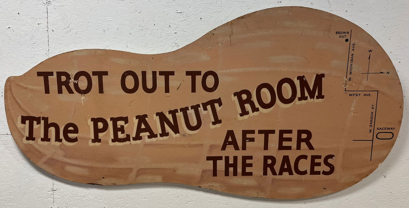 The Peanut Room Hand Painted Jackson Michigan Horse Harness Restaurant Sign (1 of 9)