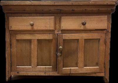 Wonderful  2 Door 2 Drawer Late 19th Century Galvanized Lined Primitive Dry Sink