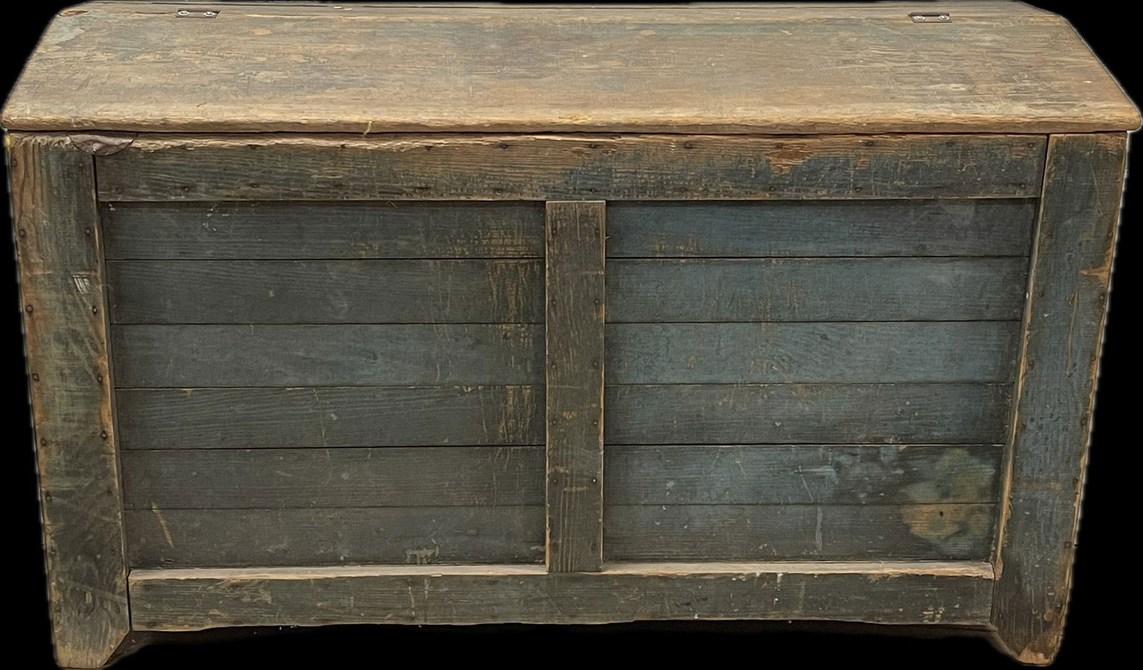 Antique Blue Painted Slant Top Circa 1870s Country Store Grain Bin (1 of 15)