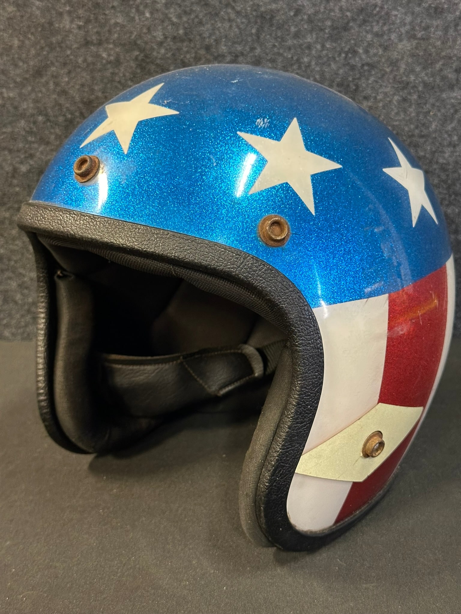 Evil Knievel Style Stars & Stripe Original 70s Motorcycle Helmet (1 of 5)