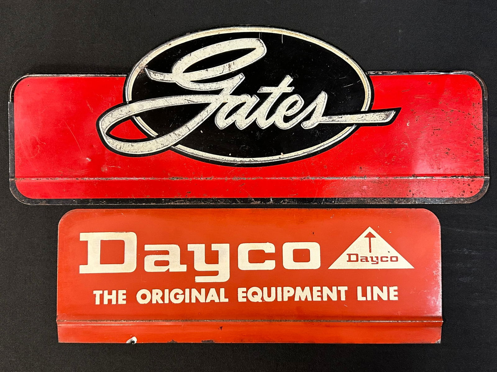 Pair Original Gates & Dayco Tin Advertising Rack Signs (1 of 4)