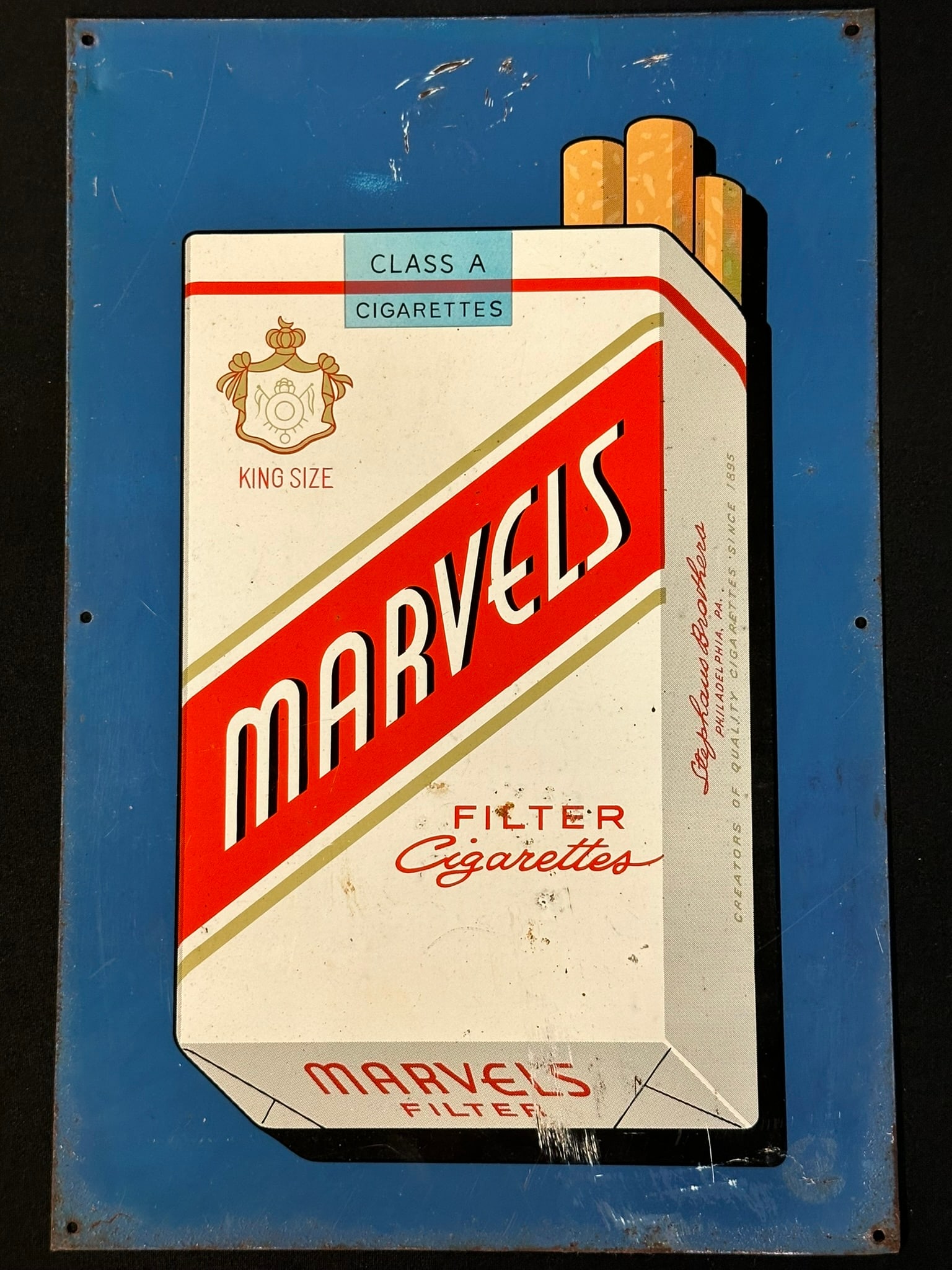 Marvels Filter Cigarettes Single Sided Painted Metal Advertising Sign (1 of 5)