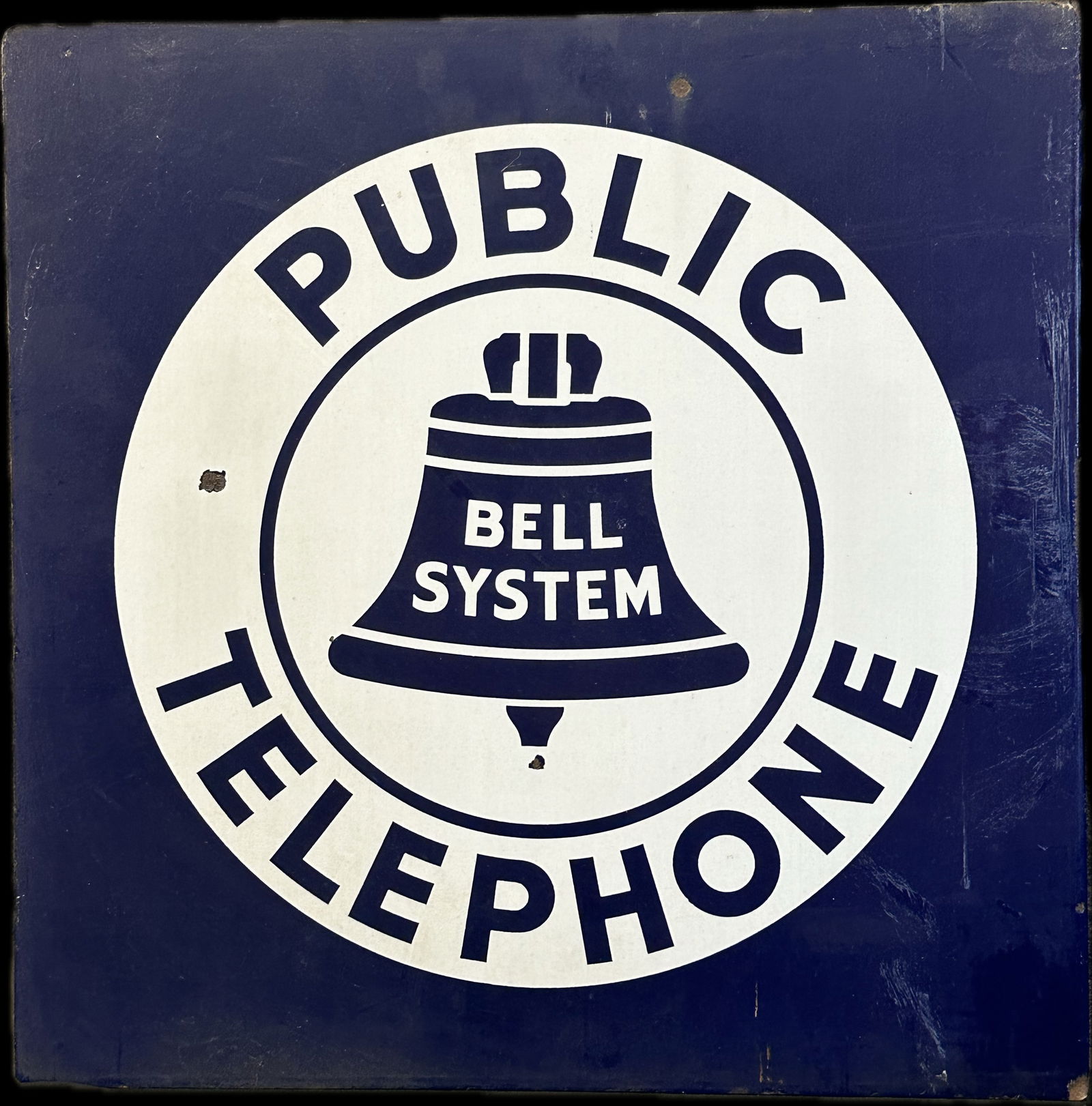 Public Telephone Bell System Double Sided Porcelain Flange Sign (1 of 4)