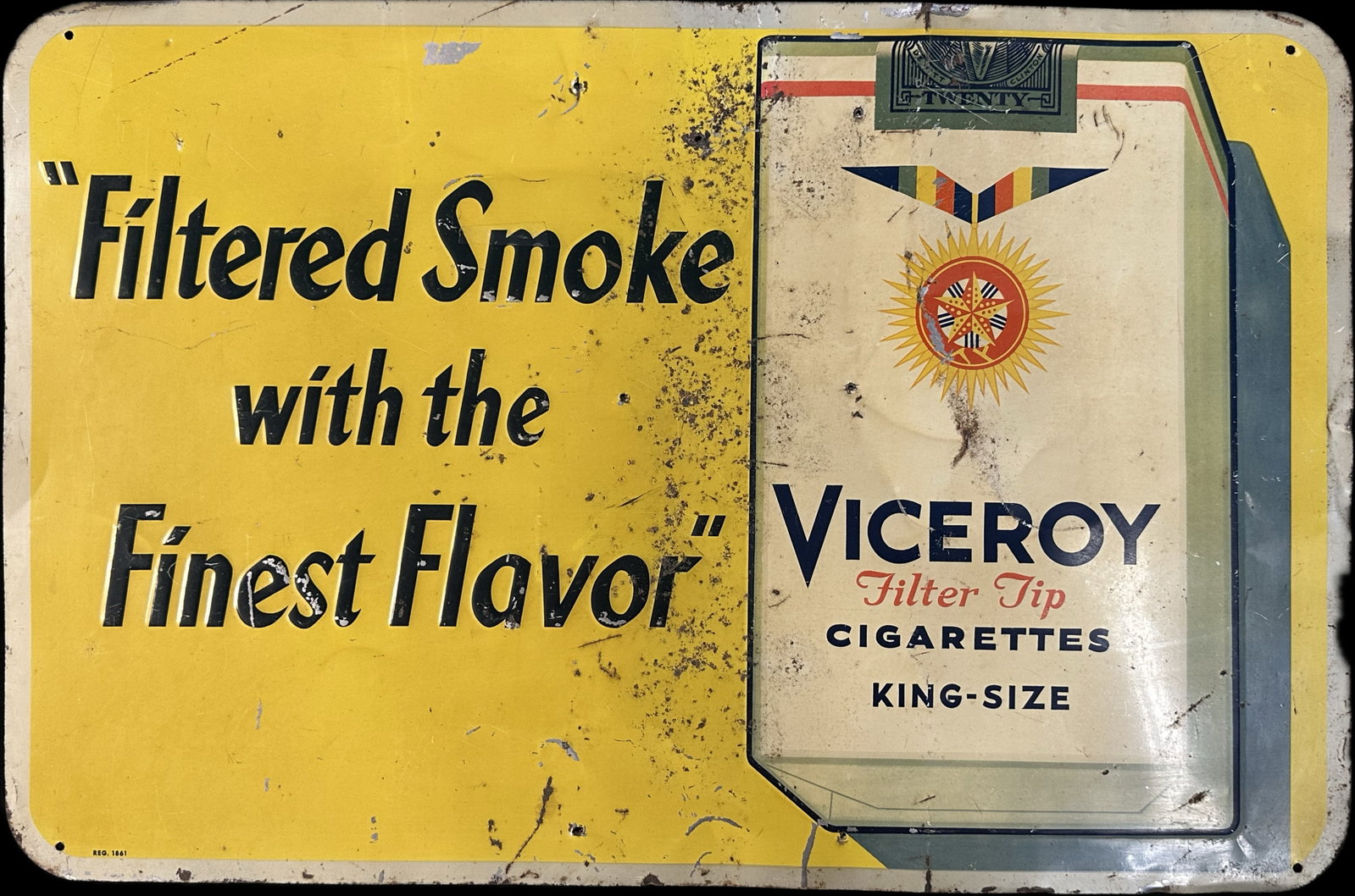 Viceroy Filtered Smoke w/ Finest Flavor Cigarette Advertising Metal Sign: 26" x 17"