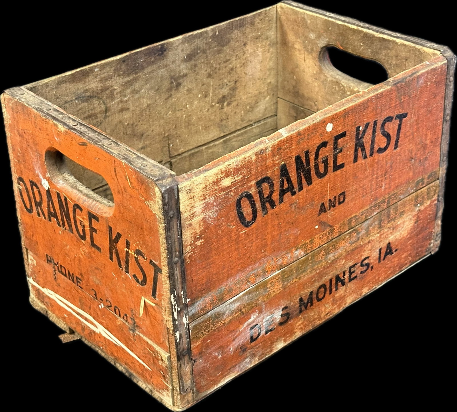 Orange Kist Des Moines Iowa 1930s Soda Pop Advertising Shipping Crate: 15.75" x10.5" x 10"