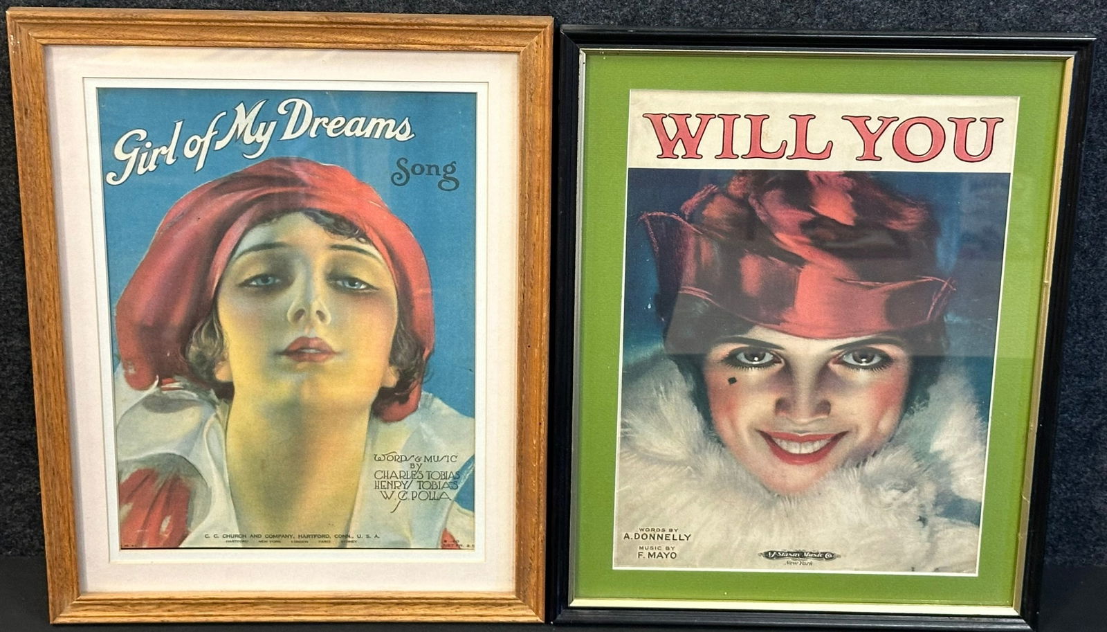Girl Of My Dreams & Will You 1920s Framed Flapper Girl Sheet Music (1 of 6)