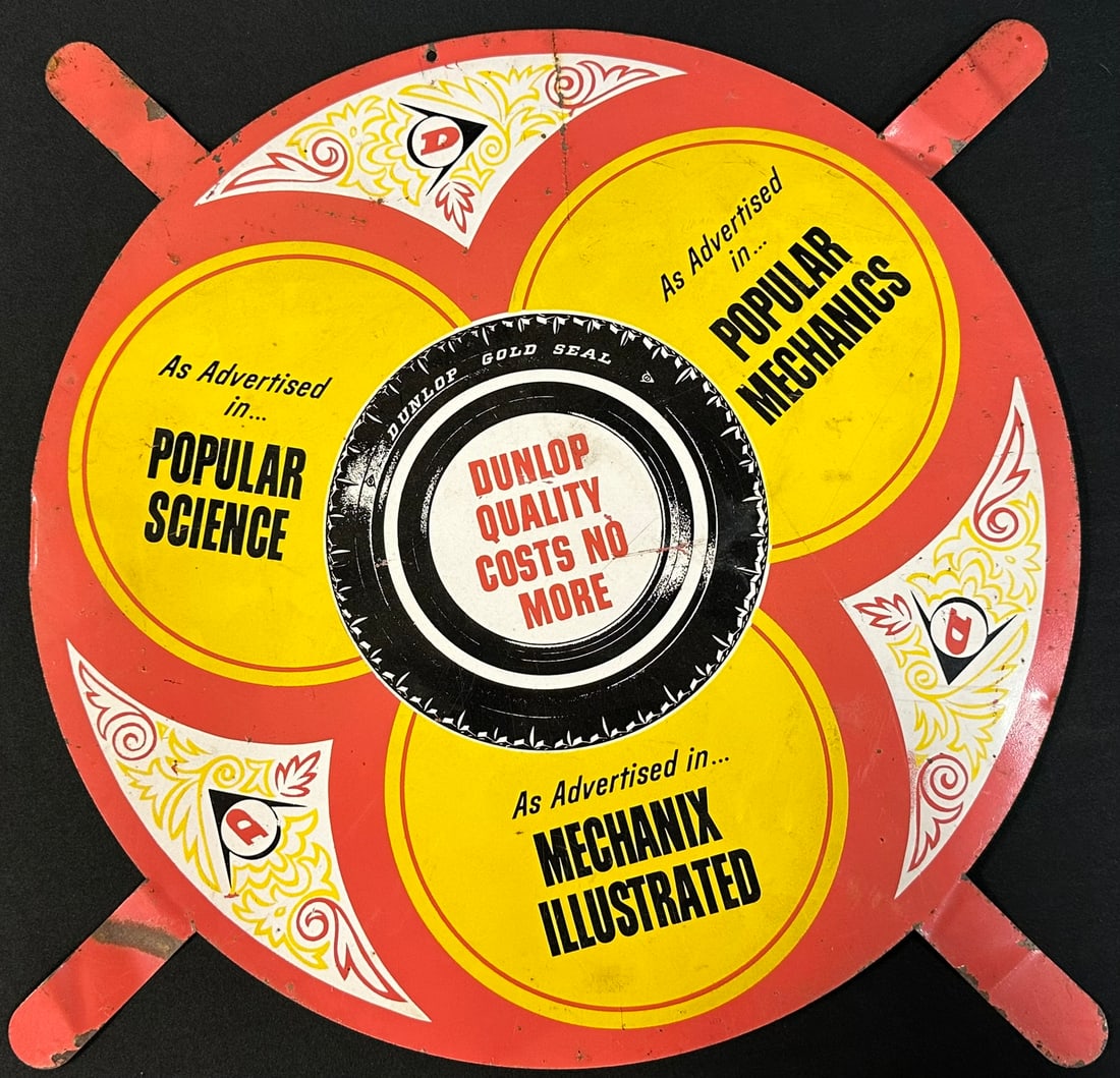 Dunlop Gold 1950s Seal Single Sided Metal Tire Insert Sign (1 of 5)