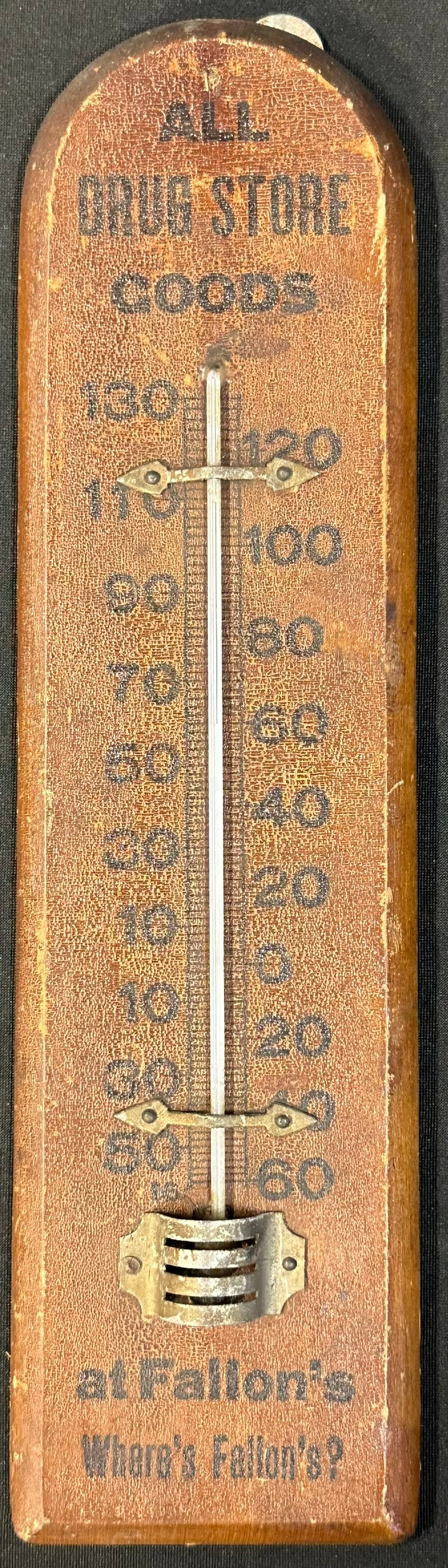All Drug Store Goods At Fallons 12" Wooden Advertising Thermometer (1 of 5)
