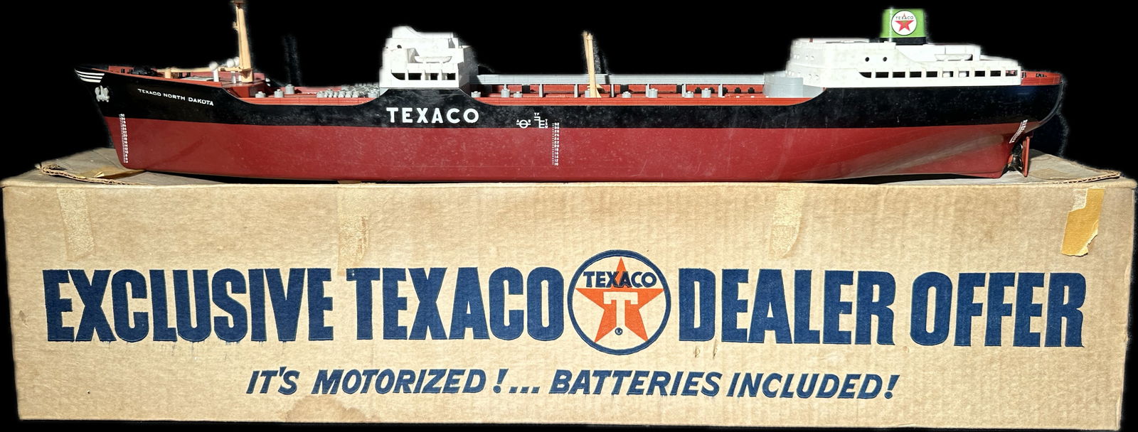 Texaco Exclusive Dealer 1960s Promo Toy Tanker Ship Motorized Boat w/ Box (1 of 18)