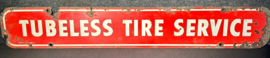 Tubeless Tire Service 4' Double Sided Metal Firestone Advertising Sign (1 of 5)