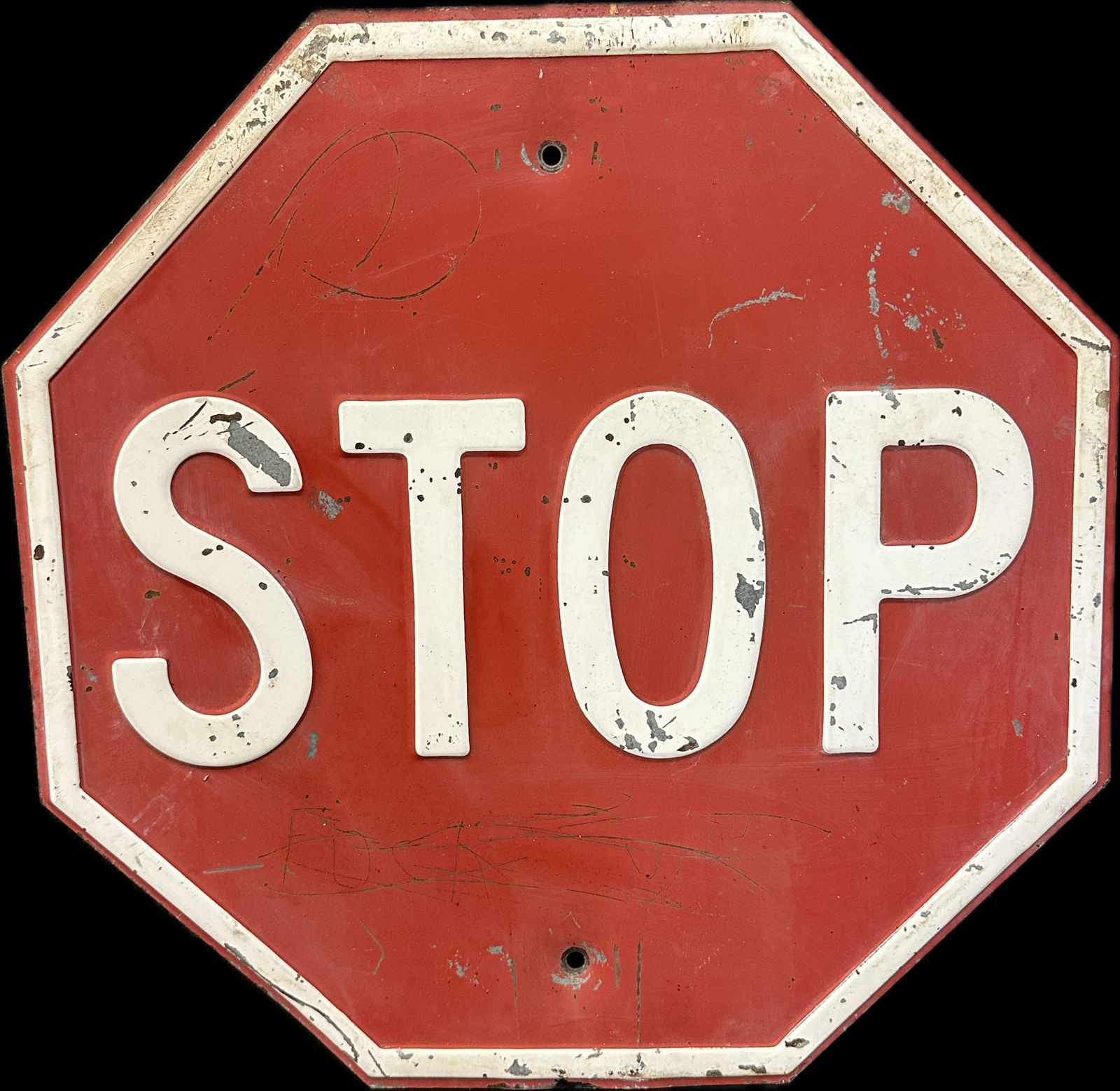 1940s Original Embossed Heavy Metal Stop Sign (1 of 6)