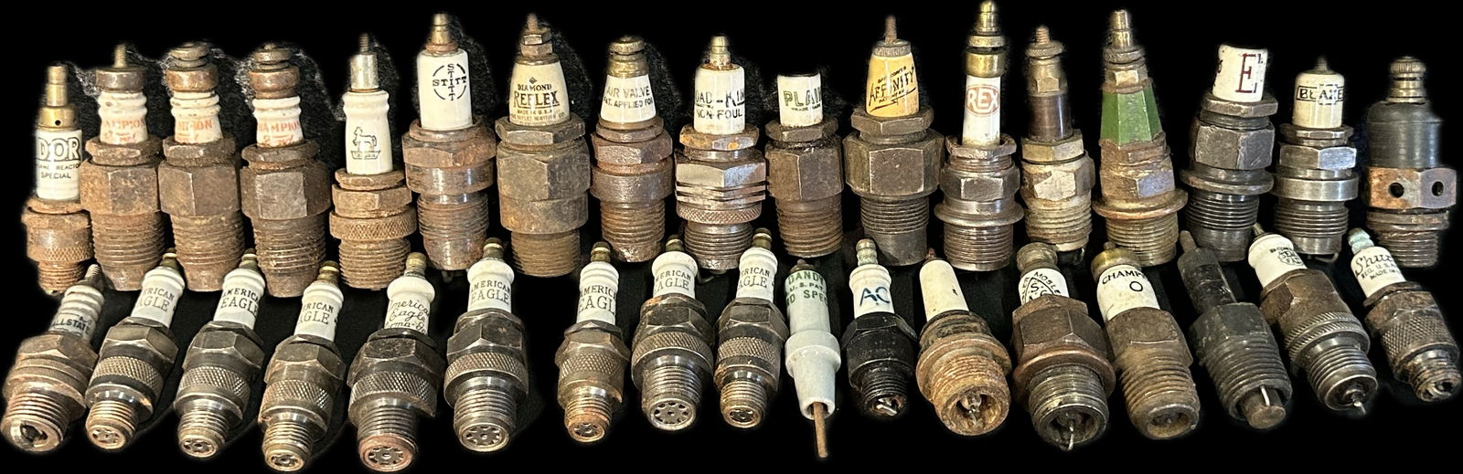 Lot 34 Early 1900s Sparkplugs Affinity Rex Diamond Reflex Stitt & More: Incredible selection as shown.