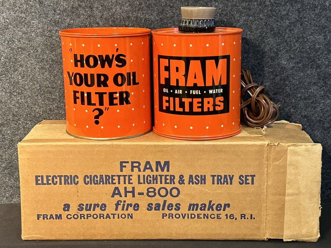 NOS Fram Filters Electric Cigarette Lighter & Ash Tray Ca. 1960s w/ Original Box (1 of 20)