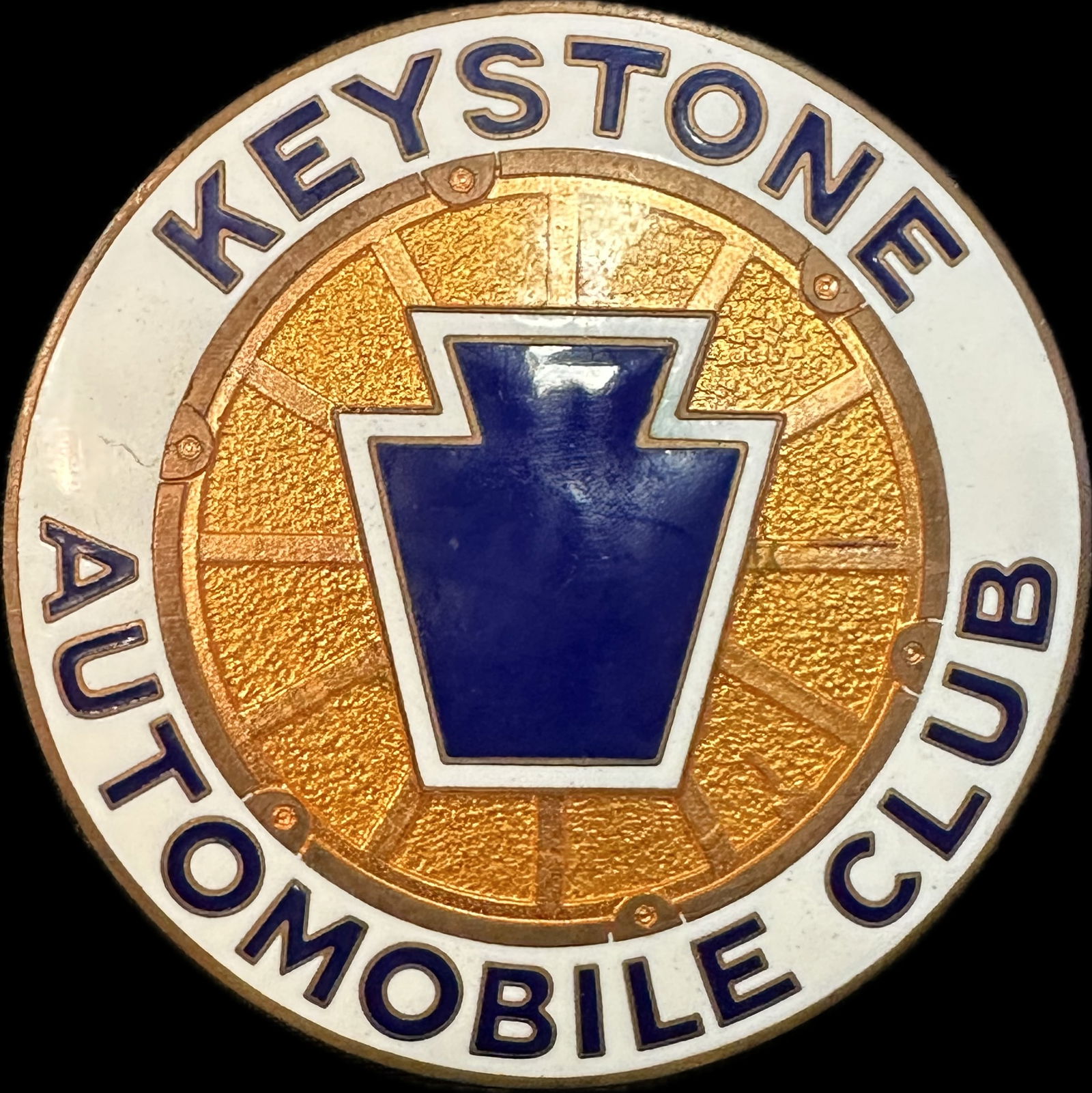 1920s Keystone Automobile Club Brass Enamel License Plate Topper Badge (1 of 6)