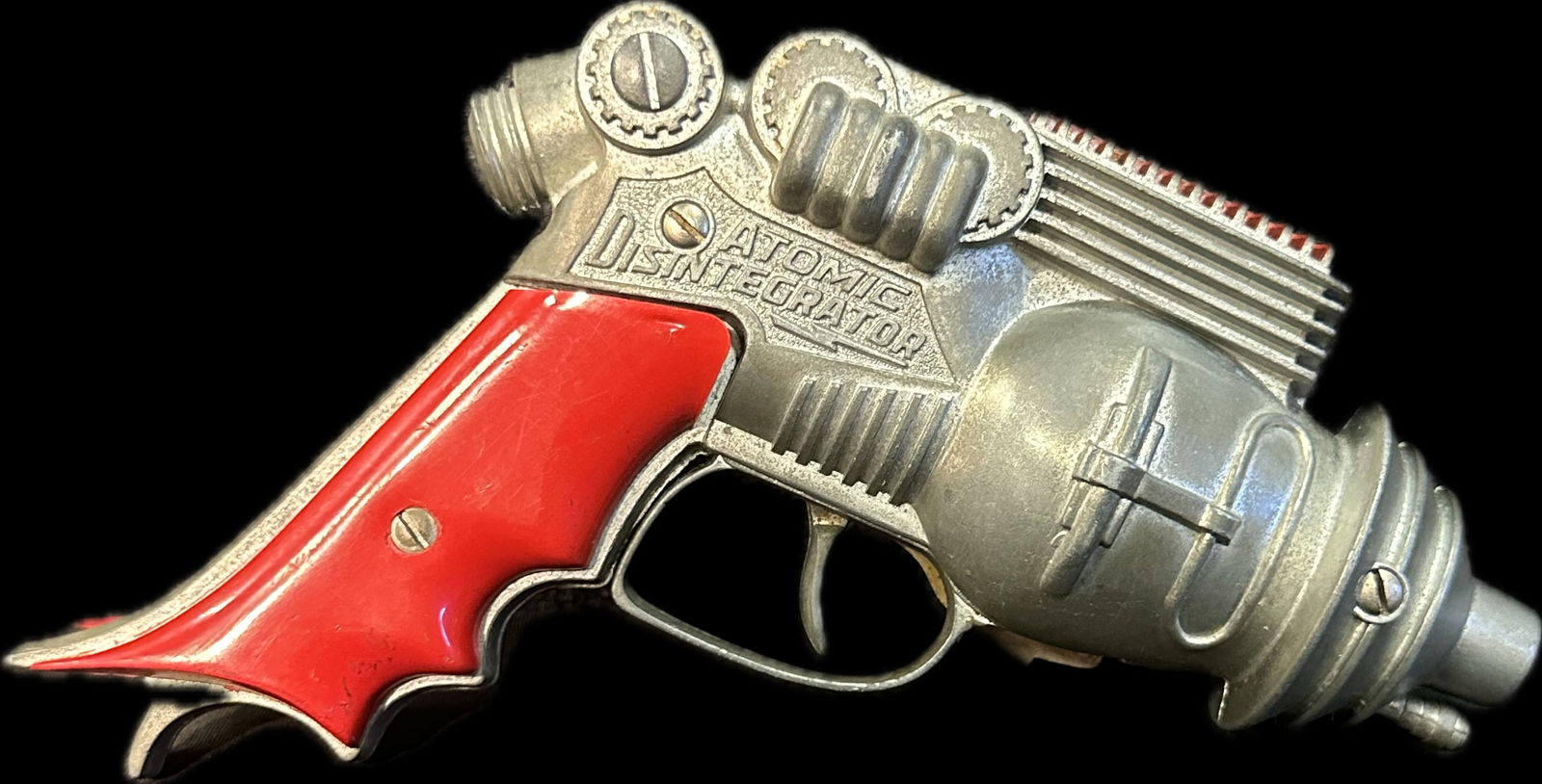 1950s Hubley Atomic Disintegrator Space Pistol Repeating Cap Gun: 7.25" x 2" x 5.75" - excellent condition
