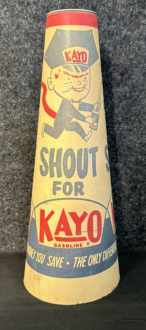 Shout For KAYO Gasoline1950s Advertising Megaphone: 4.25" x 10.25"
