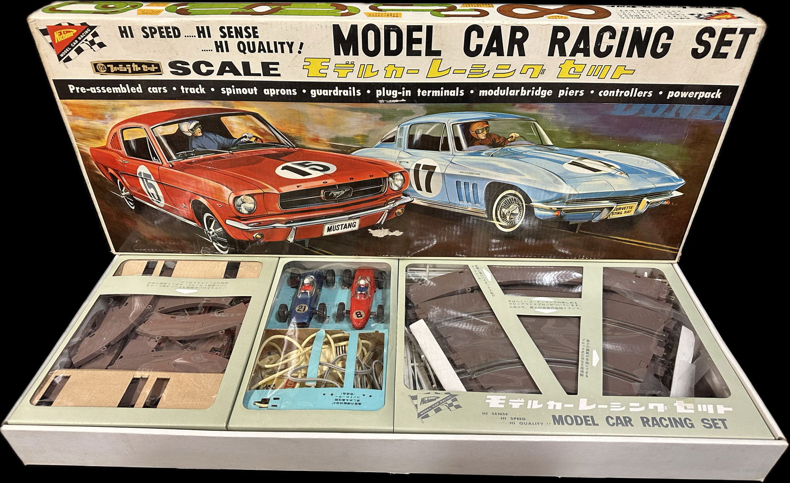Rare 1960s Nichimo Mustang vs Corvette Model Car Racing Boxed Set (1 of 20)