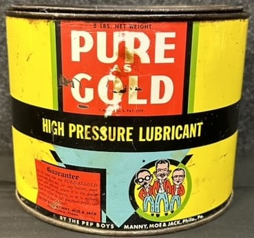Pure As Gold 1930s 5 LB High Pressure Lubricant Metal Grease Pep Boys Can (1 of 9)