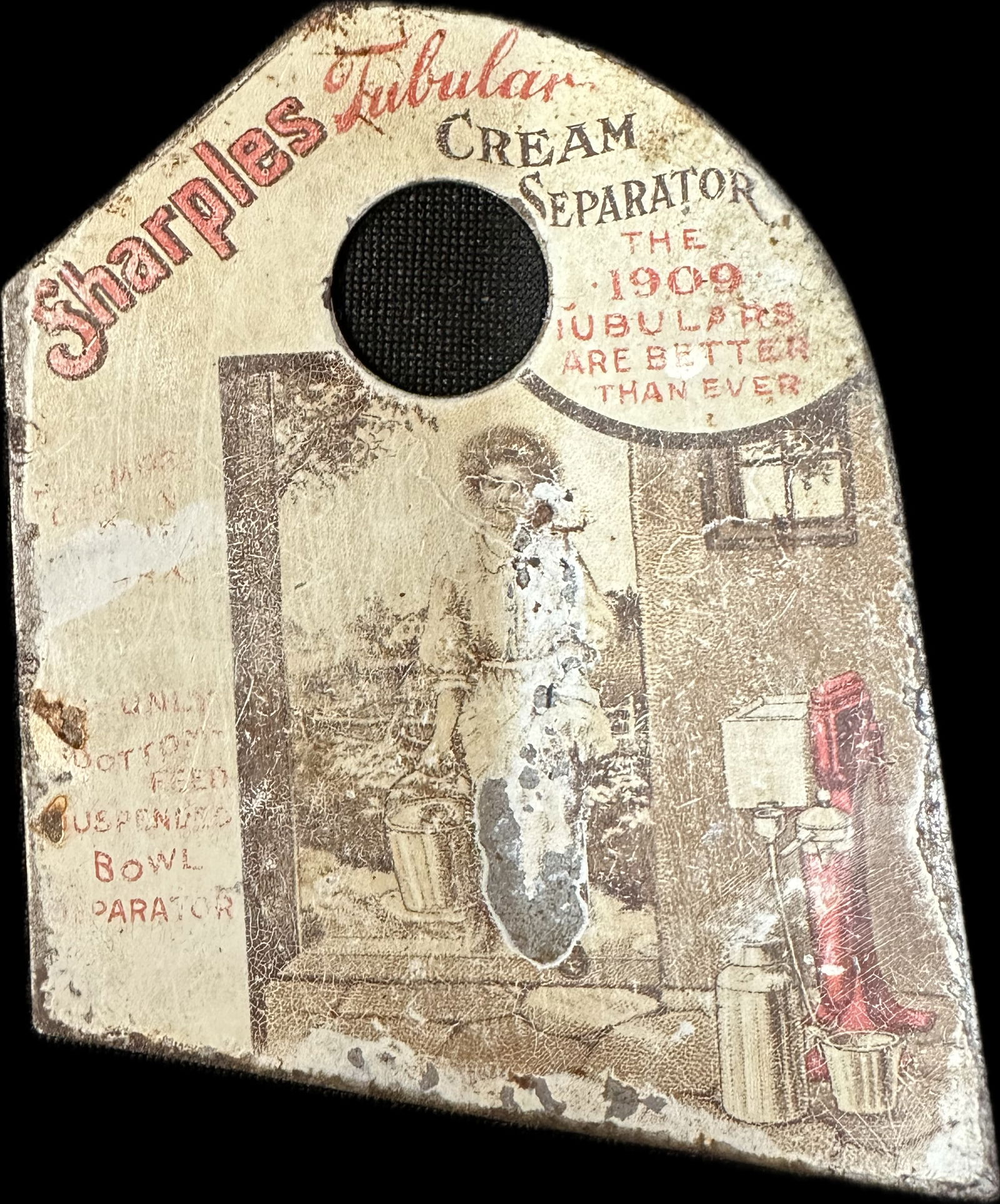 Sharples Tubular Cream Separator 1909 Painted Metal Advertising Pot Scraper (1 of 5)