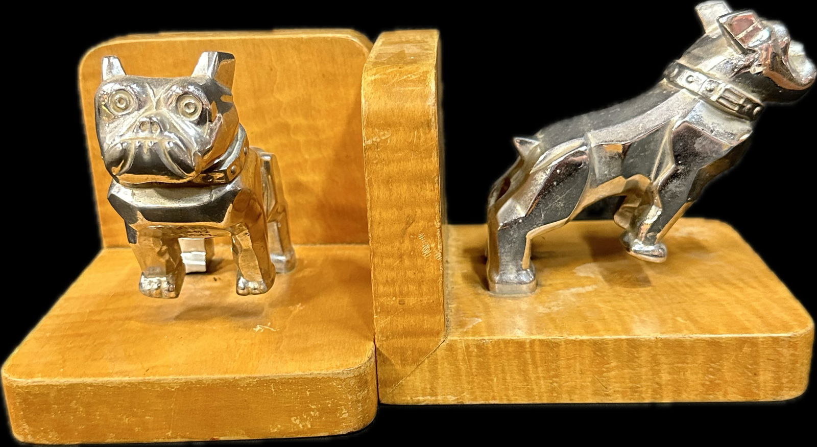 Pair 1930s-40s Figural Mack Bulldog Hood Ornament Corporate Bookends (1 of 16)