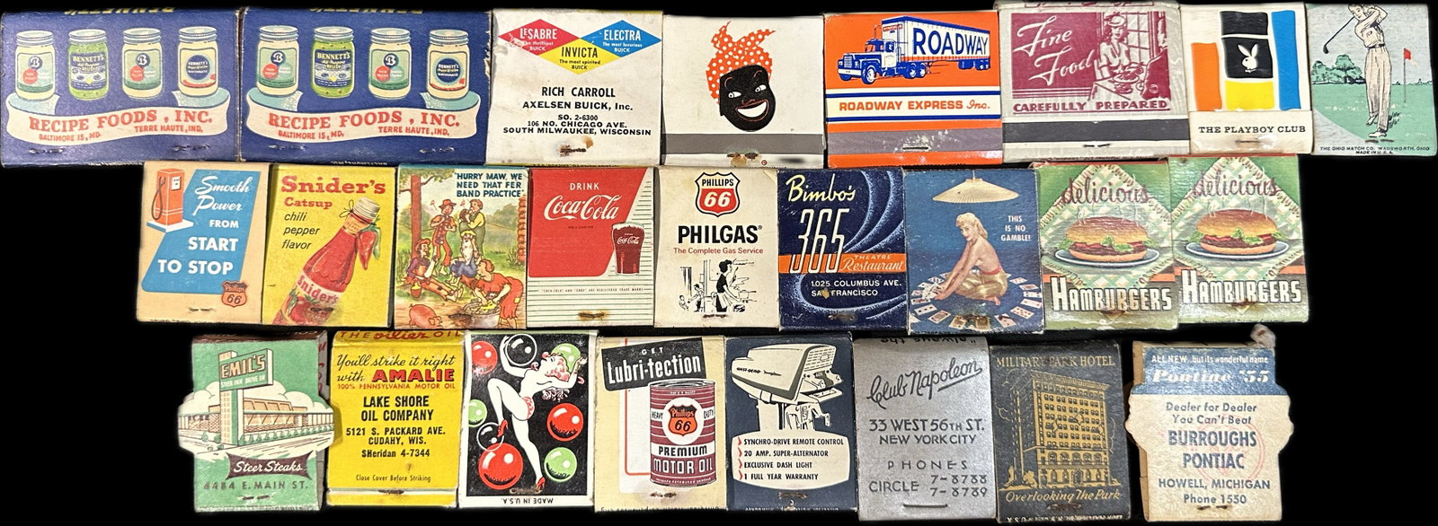 Great Lot 25 Original 1950s Advertising Matchbooks Soda Pop Gas & Oil: Great selection and variety.