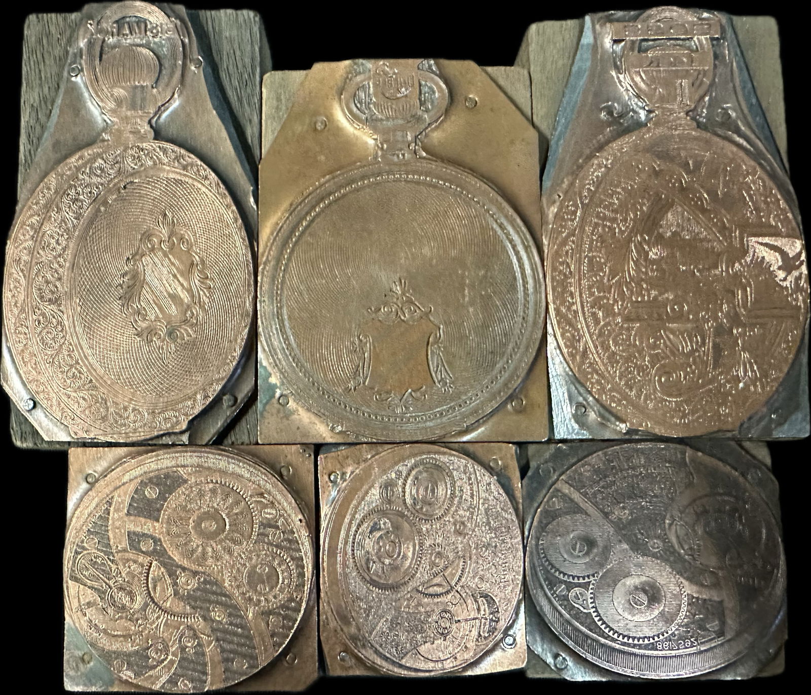 Lot 6 Antique Early 1900s Boss 14K Fancy Ornate Gold Pocket Watch Printing Blocks (1 of 20)