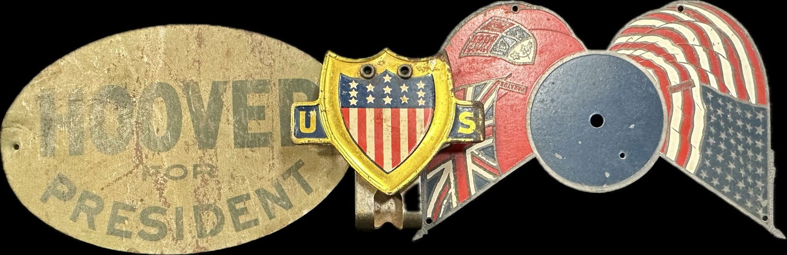 Lot 3 Patriotic License Plate Topper United States & Great Britain War Time Hoover For President (1 of 13)