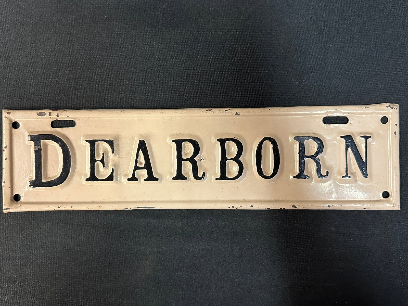 Rare Antique 1930s Dearborn Michigan Municipality License Plate Topper: 12.25" x 3" - appears old repaint