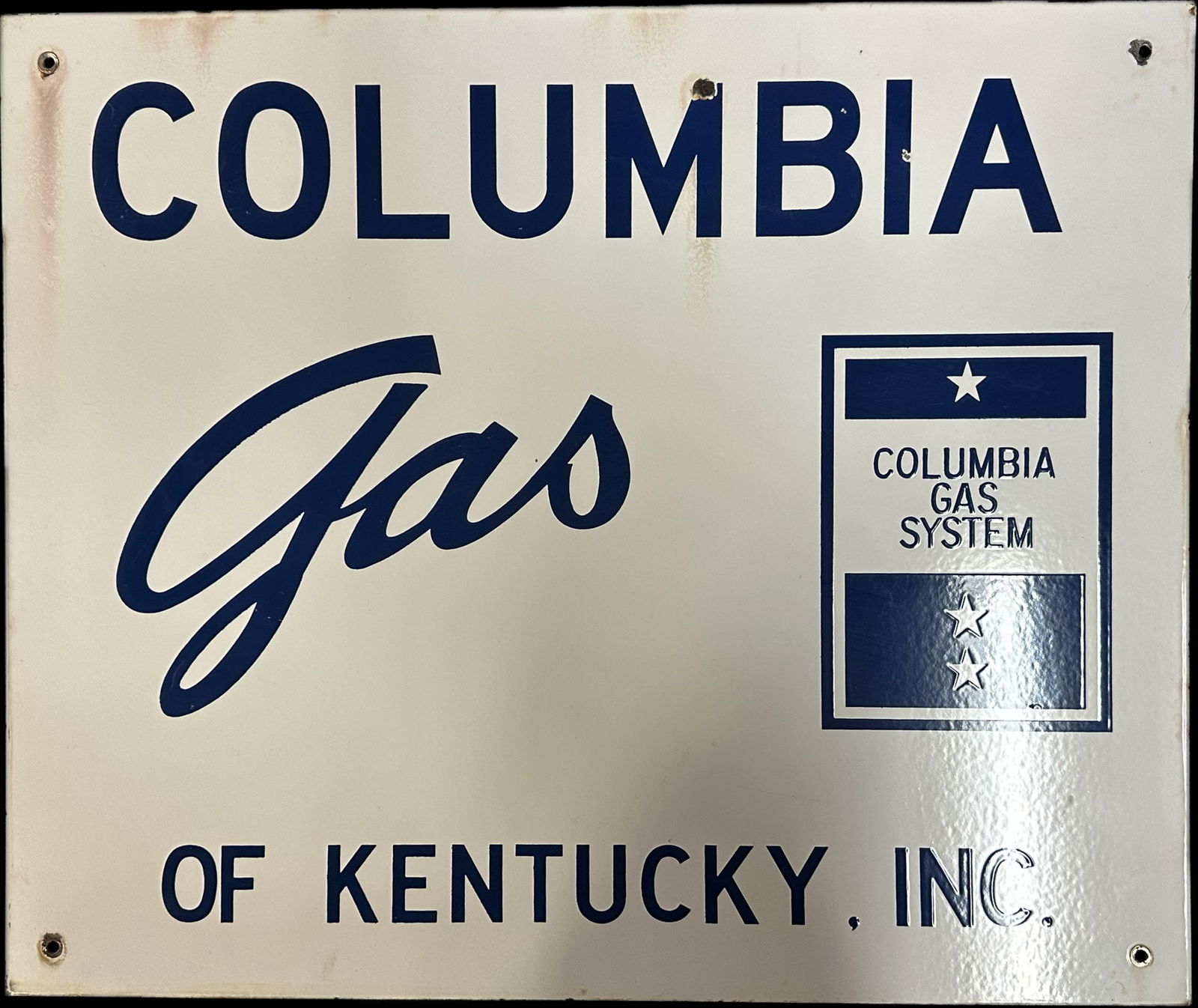 Columbia Gas System of Kentucky Single Sided Porcelain Advertising 1950s Sign (1 of 4)